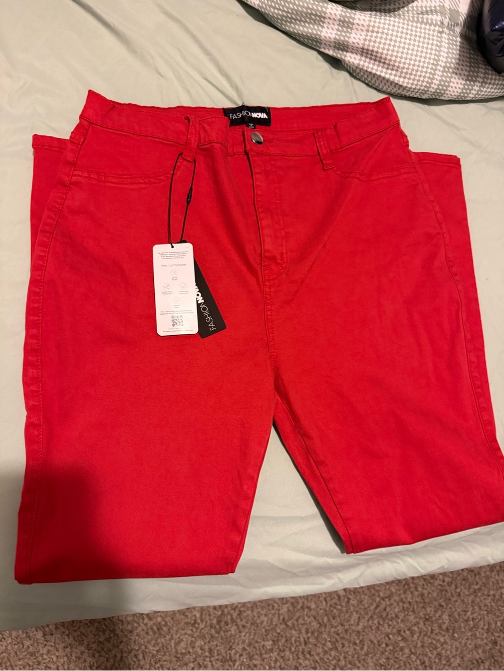 Fashion Nova Red High Waisted Jeans
